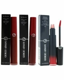 Giorgio Armani Beauty 3pc Lip Maestro Intense Velvet Color & Ecstasy Lacquer Excess Lipcolor Shine Set Women Makeup Sets